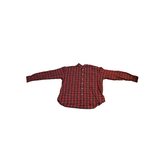 Tommy Hilfiger Mens Plaid Button-Down Shirt L Red & Green 100% Cotton Classic Fi - Picture 1 of 8